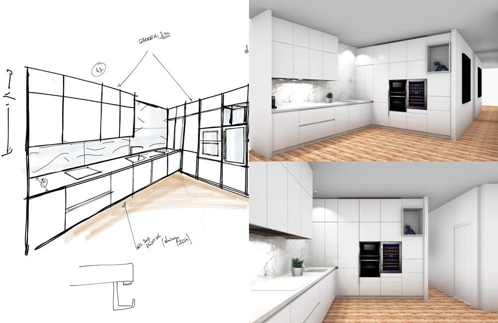 Белая глянцевая кухня от дизайнера Jo Yana